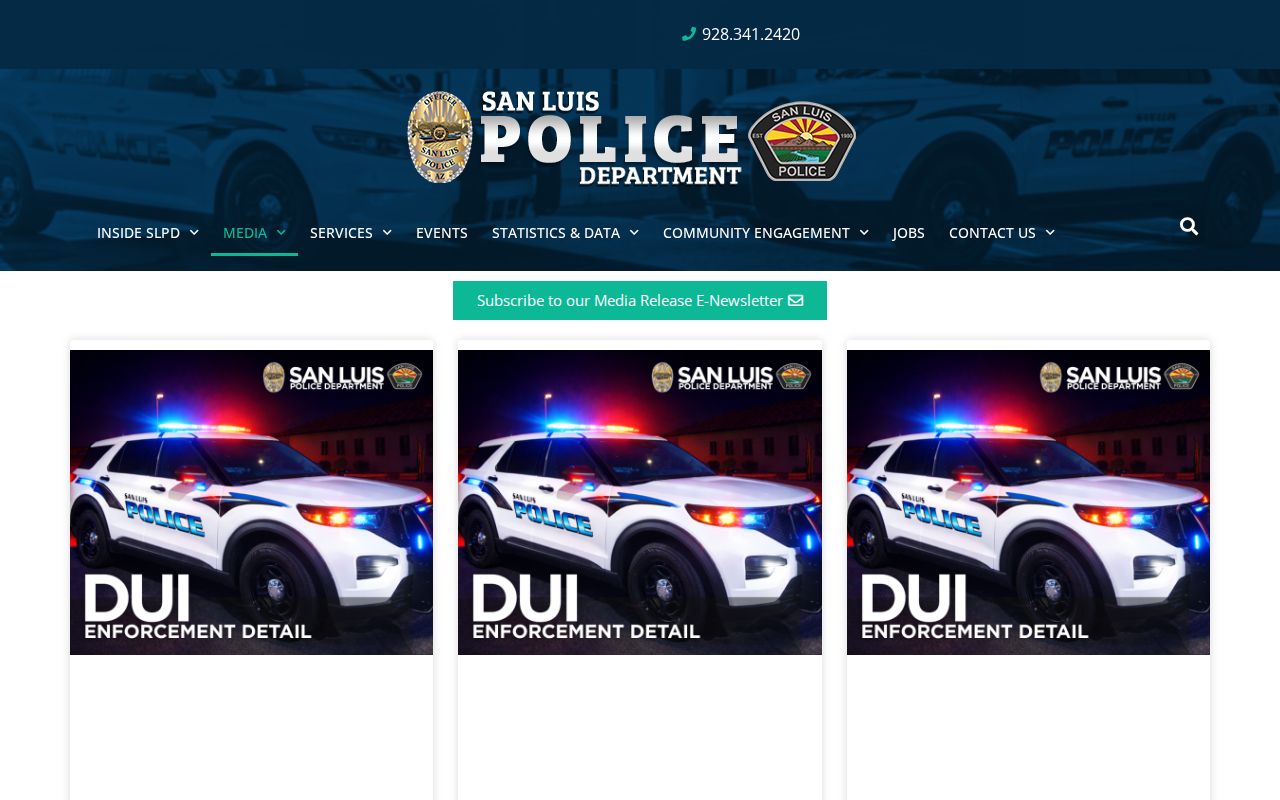 San Luis Police Department media releases page